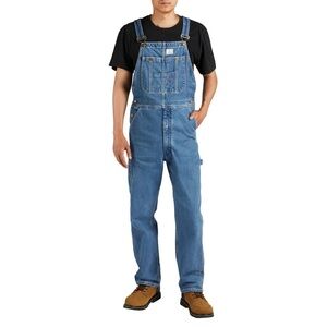 HISEA Men's Blue Denim Overalls, Size 44W- 30L